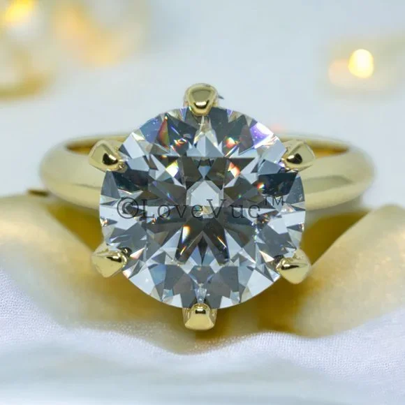 Certified 5ct. t.w. Diamond Elegant Brilliant Cut Solitaire Gold Engagement Ring - Picture 3 of 16